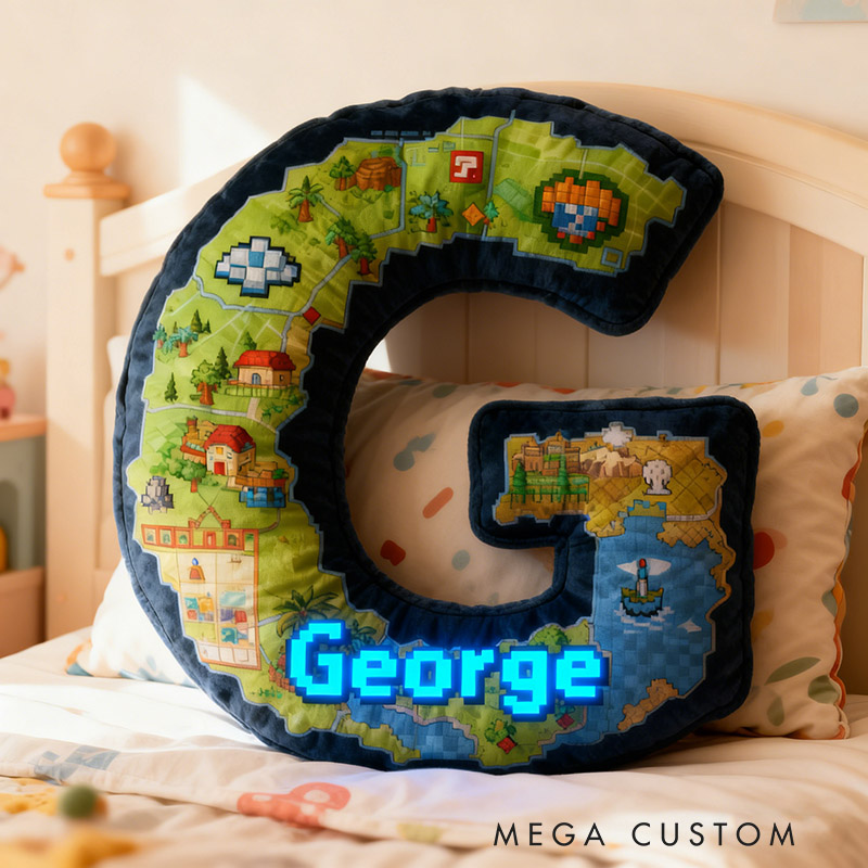 Personalized Game Letter Pillow for Game Lovers Plush Pillow Christmas Birthday Holiday Party Gift for Kids