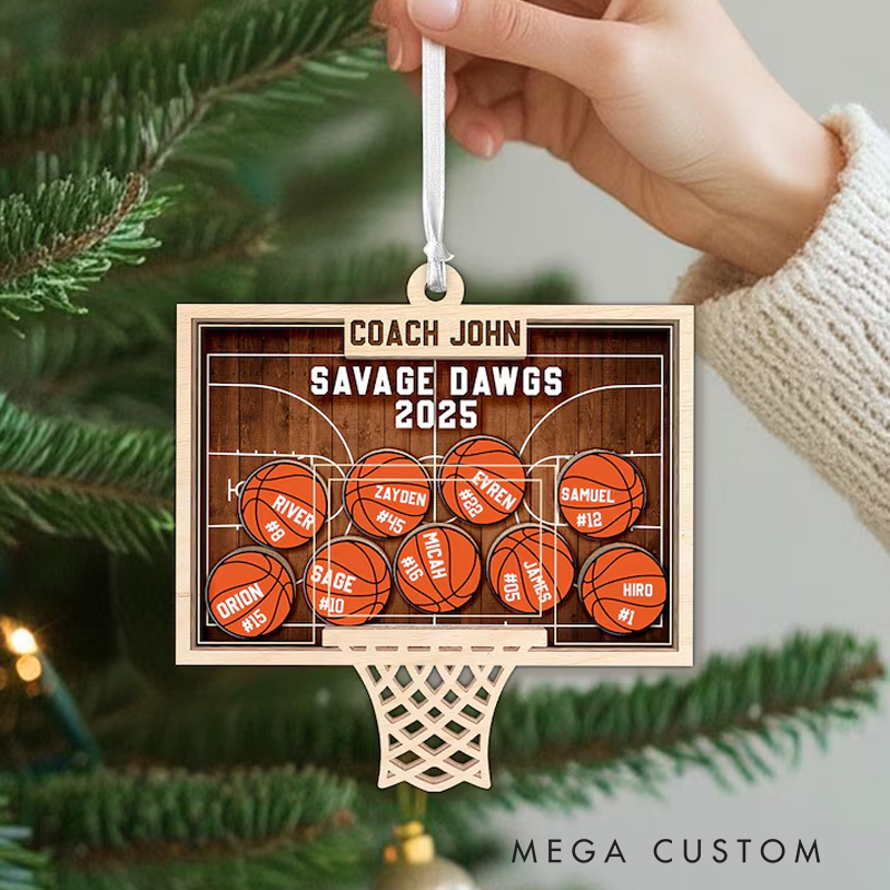 Personalized Basketball Coach Shaker Ornament: End Of Season Coach Gift
