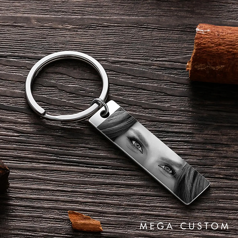 Personalized Human Eyes Keychain Engraved Your Eyes Photo keychian for Him or Her I with You keyring Birthday Gift for Boyfriend Lover