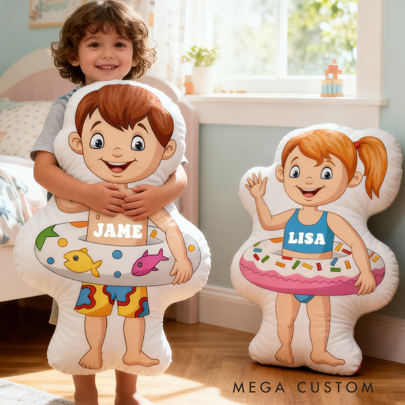 Personalized Swimming Ring Donut Pillow Throw Pillow Graphic 3D Print Swimming Fitness Decoration Pillow Exercise Sport Pillow Female Swimmer Holiday Gift Custom Swim Pool Keepsake for Kids or Teens Swimming Lovers