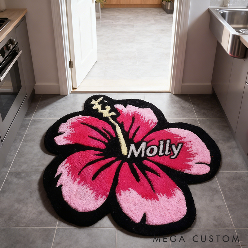 Personalized Floral Door Mat with Name Anniversary Gift For Her Home Decor Birthday Gift For Girlfriend Holiday Decoration