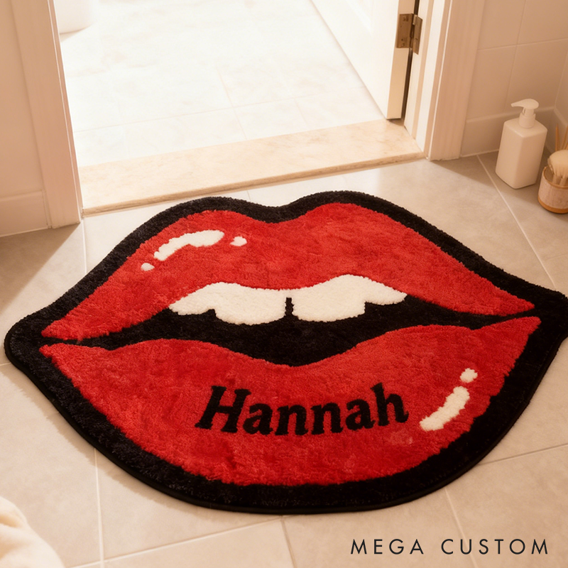 Personalized Red Lips Door Mat with Name Anniversary Gift For Her Home Decor Birthday Gift For Girlfriend Holiday Decoration
