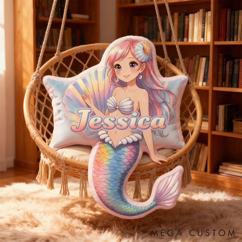 Personalized Dreamy Mermaid Design Custom Names Couple Home Pillow Romantic Valentine's Day Gift for Girlfriend for Wife for Flower Girl