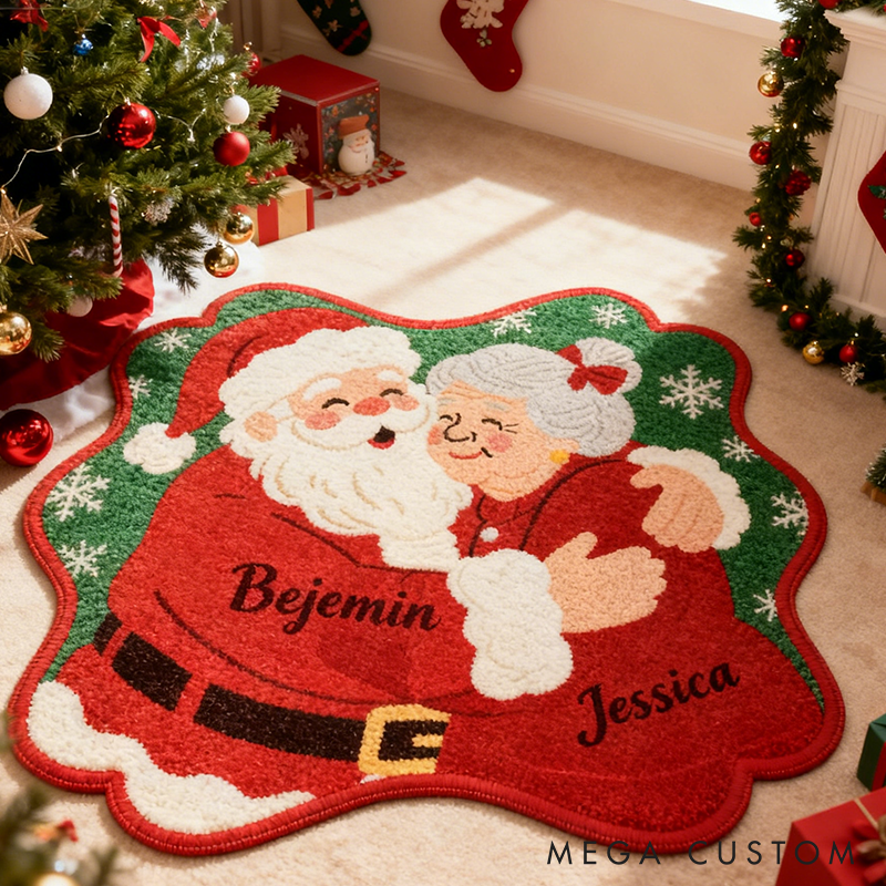 Personalized Mr and Mrs Santa Claus Door Mat with Name Anniversary Gift For Couple Christmas Home Decor Holiday Decoration