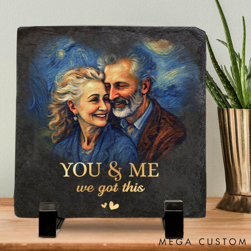 Personalized Couple Photo You And Me We Got This Heart and Square Shaped Stone with Stand First Christmas Valentines Day Gift for Him Her Newlyweds