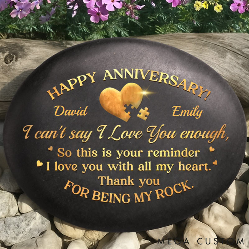 Personalized Our Love Grows With Time Printed Rock Valentine's Day Gift for Couple Anniversary Wedding Gifts for Husband And Wife Gift for Him Her 