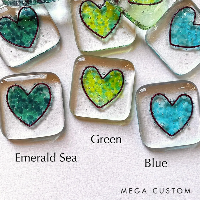 Glass Pocket Token with Message Fused Glass Heart Token Handmade in Cornwall by Niko Brown