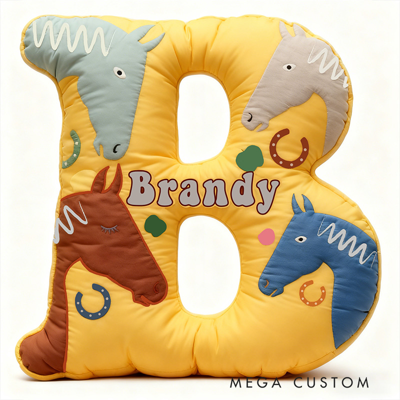 Personalized Riding Equestrian Horse Pillow Floral Horse Custom Name Festive Flower Decor with French Countryside Gifts for Family Graphic 3D Print Riding Lovers