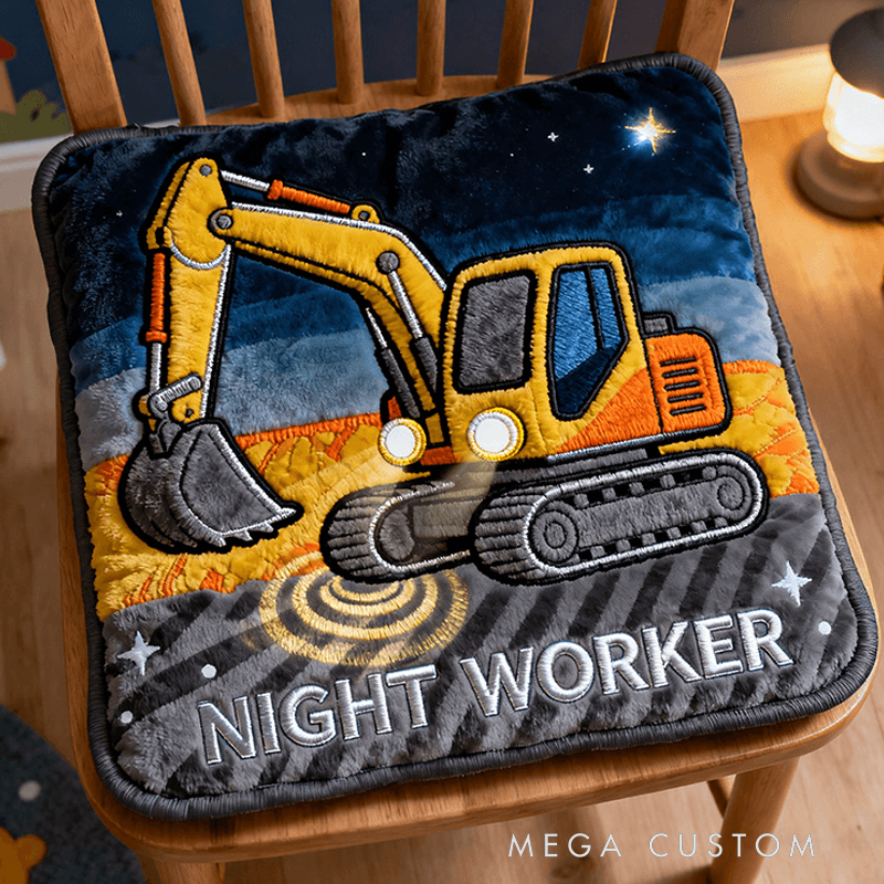 Personalized "Work Zone" 3D Excavator Plush Cushion – Soft Construction-Themed Decorative Pillow for Kids & Playrooms