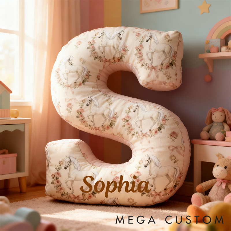 Personalized Pet Lover Pastoral Steed in Floral Wreath Graphic 3D Print Pillow