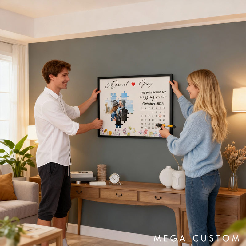 Personalized The Day I Found My Missing Piece Photo Poster Wedding Anniversary Wall Art Anniversary Gift Unique Keepsake Gift for Husband Wife