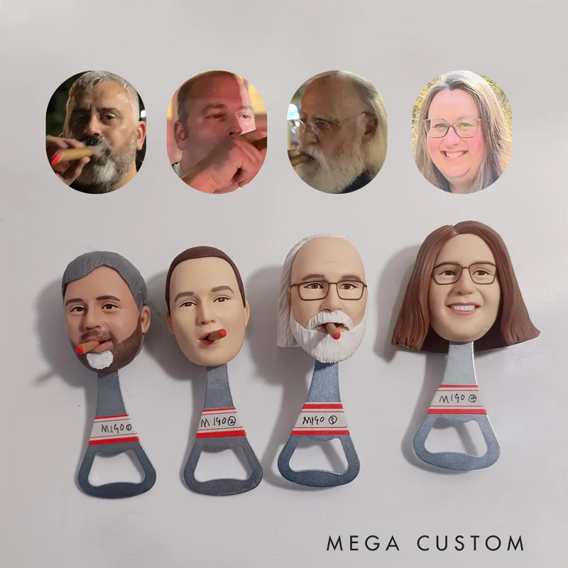 Personalized Custom 3D Face Bottle Opener - Personalized Cigar/Meme Style Bottle Opener for Gag Gifts, Bachelor Parties & Bar Decor