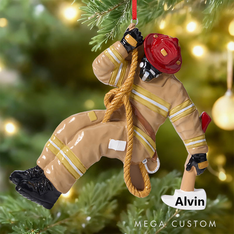 Custom Firefighter Ornament Firefighter Uniform Poly Resin Ornament Birthday Gift for Dad Papa Fireman Christmas Ornaments Firefighter Gift