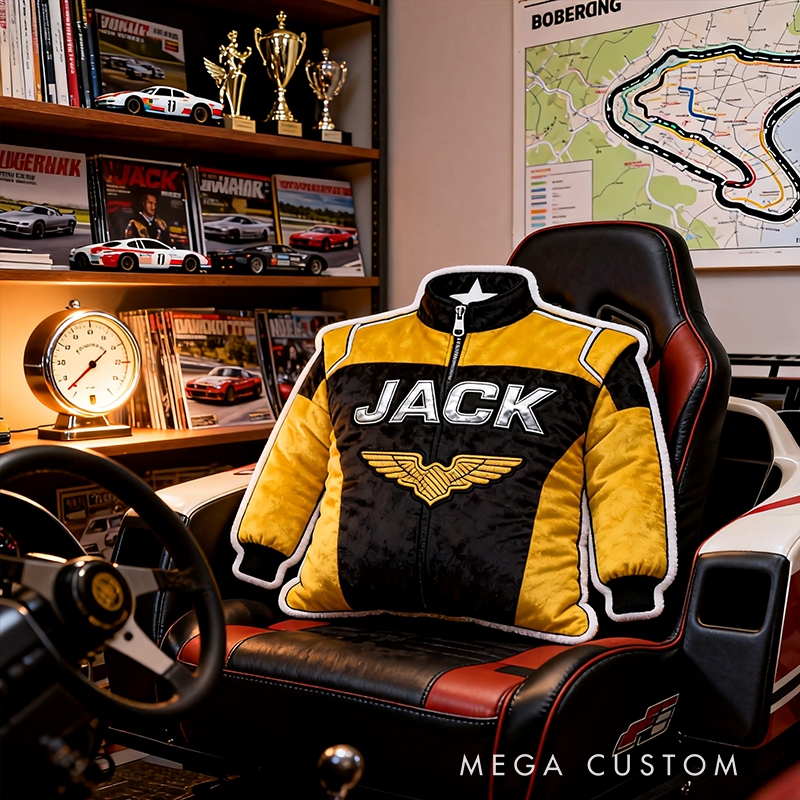 Personalized Racing Suit Pillow Custom Name Shaped Plush Cushion Gift for Racers and Motorsport Fans 4 Styles Available
