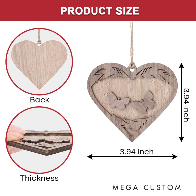 Personalized Memorial Ornament Always And Forever In Our Hearts Memorial Ornament Heart Shaped Butterfly Wood Christmas Ornament Sympathy Gift