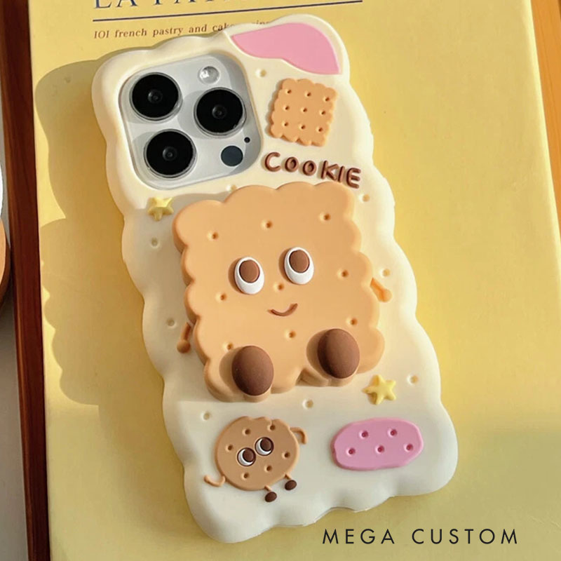 3D Cookie Silicone Protective Phone Case Cover for iPhone 16 15 14 13 Pro Max