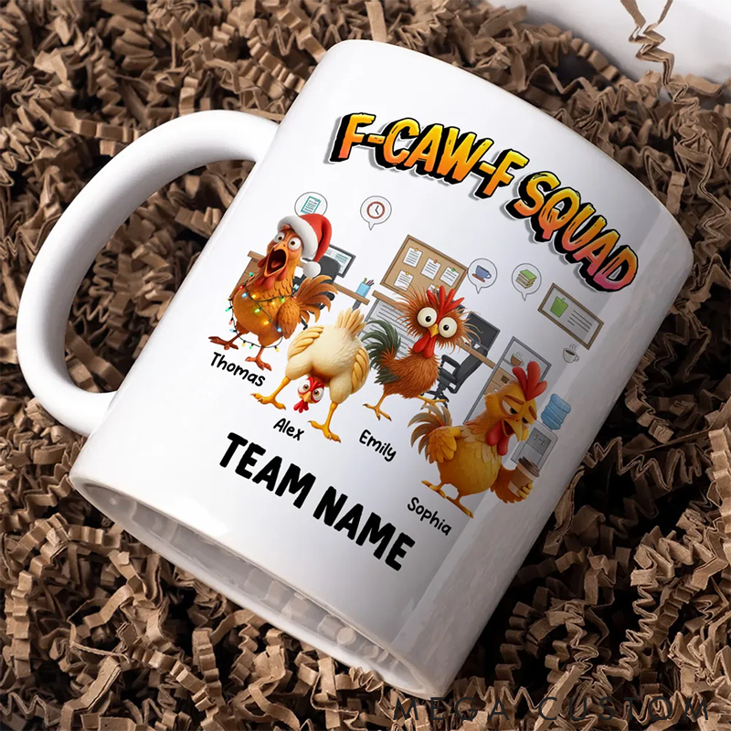 Personalized Pet Lover F Caw F Squad Funny Chicken Staff Mugs