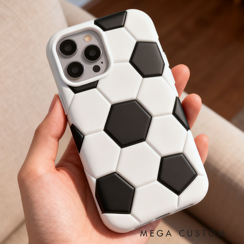 Soccer Ball 3D for iPhone 17 16 15 14 13 Pro Max Silicone Phone Case Cover