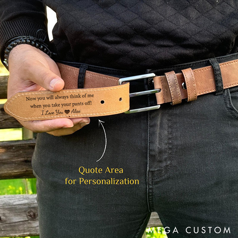 Personalized Engraved Leather Belt for Husband Custom I'll Always Be By Your Side Belt Valentines Anniversary  Gift for Husband Fiance Boyfriend