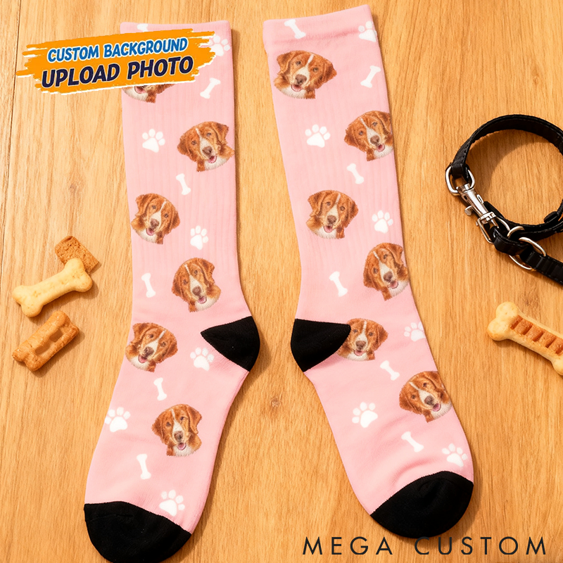 Personalized Pet Lover Custom Pet Photo and Icons Comfortable Mid-Calf Socks