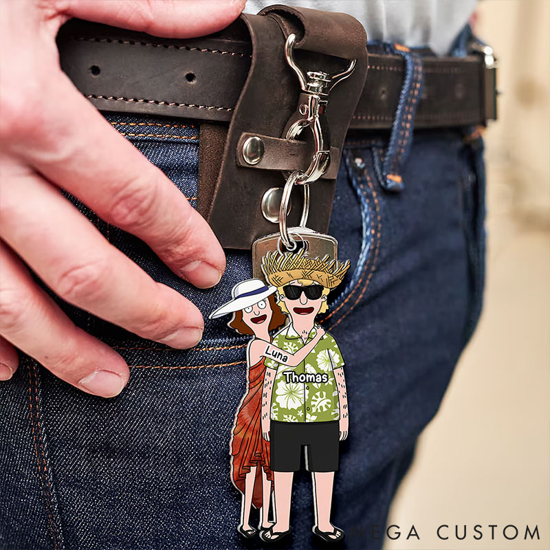 Personalized Gift for Couple Cartoon Style Couple Keychain Custom Valentine Wife Husband Acrylic Keychain Anniversary Gift Keychain