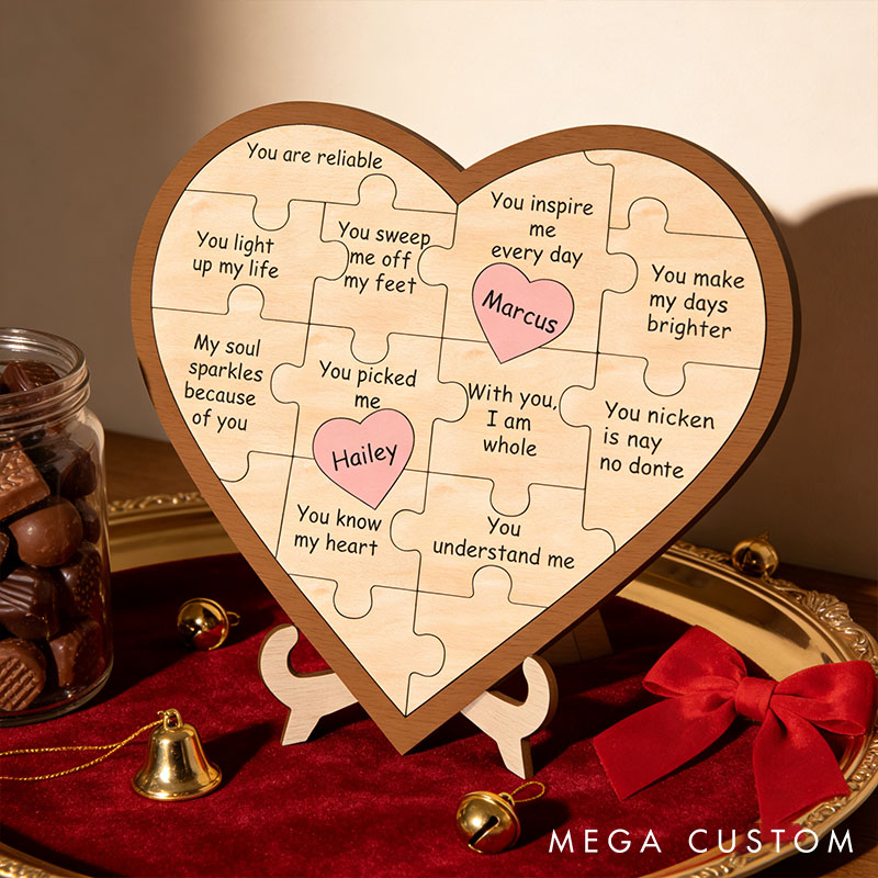 Personalized Heart Puzzle Sign Custom Couple Name Puzzle Pieces 11 Reasons for Love You Puzzle Frame Couple Anniversary Valentine's Gift