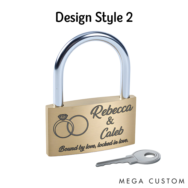 Personalized Couple Ring Heart Brass Love Padlock with Name and Text Valentine's Day Brass Padlock for Him Her Wedding Engagement Anniversary Gift