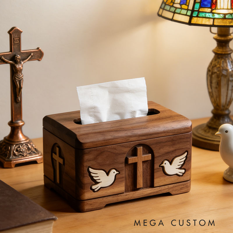 Handmade Wooden Christ Tissue Box Funny Cartoon Decor