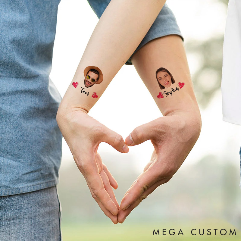 Personalized Man Woman Face Photo Portrait Temporary Tattoo Wedding Temporary Tattoo Birthday Gift for Girlfriend Boyfriend Valentines Day Gift