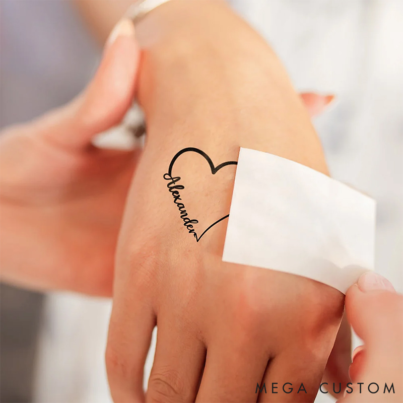 Personalized Couple Hearts Name Temporary Tattoo Custom Bestie Temporary Tattoo Wedding Anniversary Gift Valentines Day Gift for Girlfriend Boyfriend