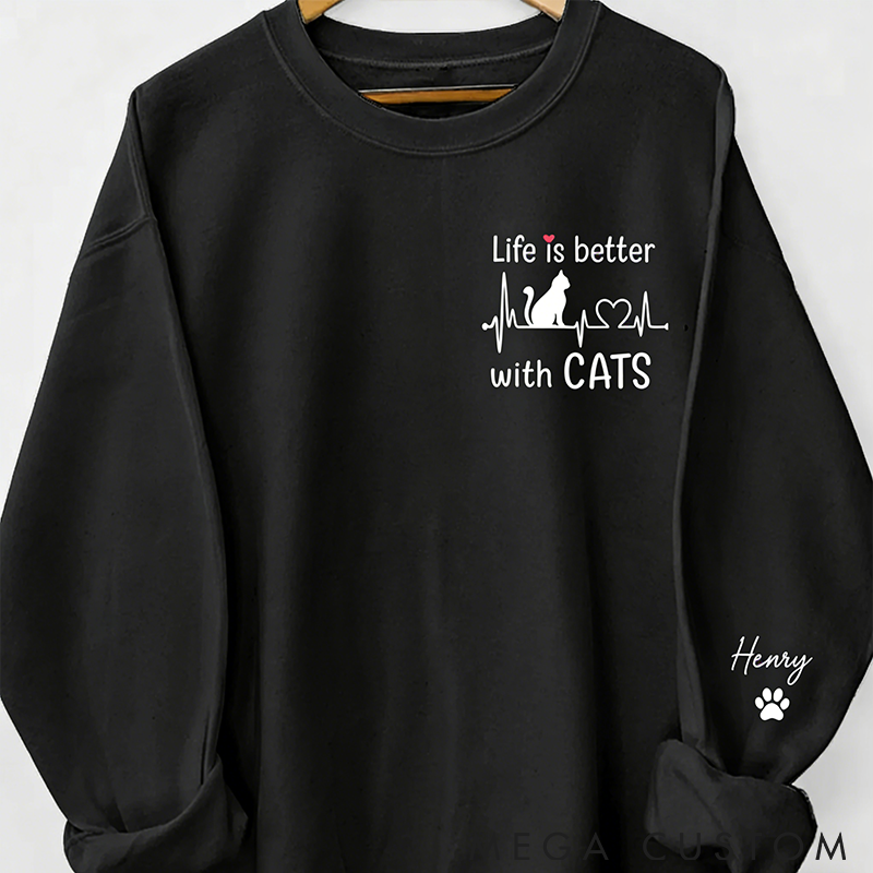 Personalized Cat Lover My Therapist has Whiskers Classic Sweatshirts