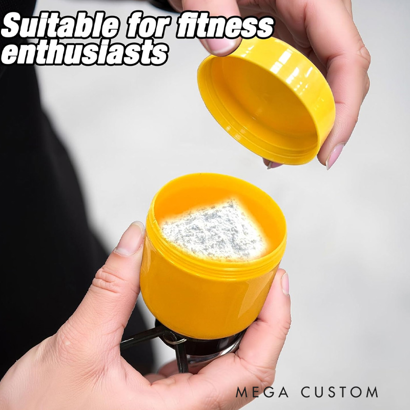 Personalized Gym Mini Protein Powder Bottle Pattern Custom Gym Keychain 200ml Protein Funnel Container with Carabiner Medicine Powder Carrying Pill Container for Gym Lovers