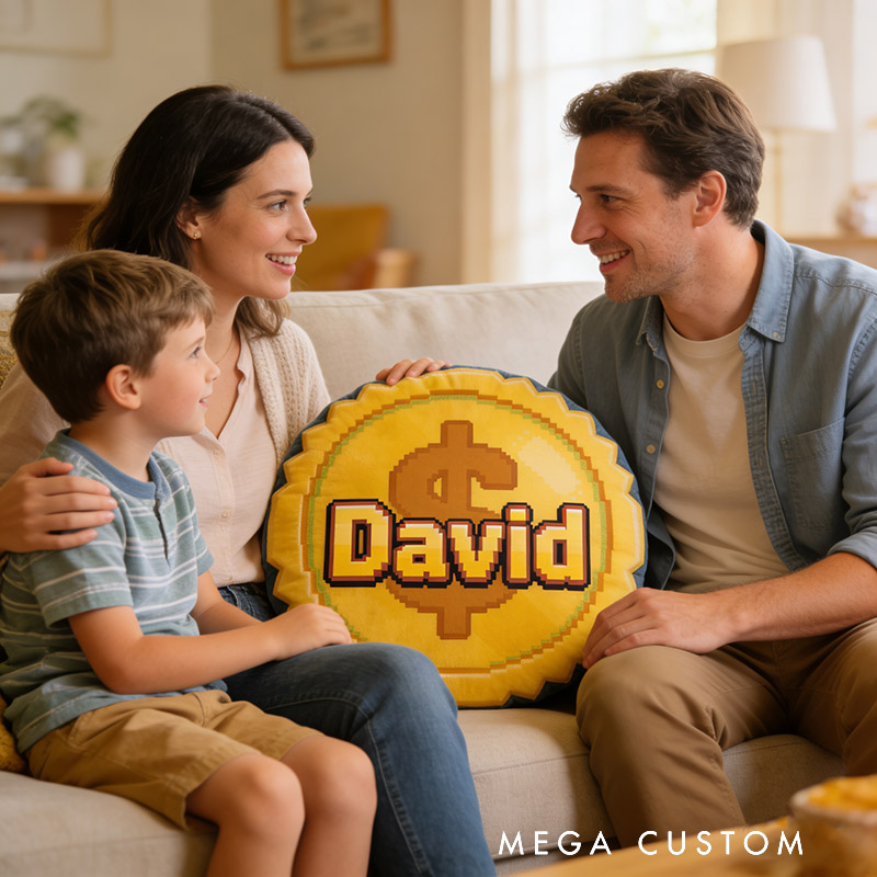 Personalized Game Coins Shaped Pillow for Game Lovers Plush Pillow Christmas Birthday Party Gift for Kids