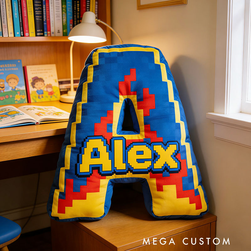Personalized Game Flame Letter Pillow for Game Lovers Plush Pillow Christmas Birthday Party Gift for Kids