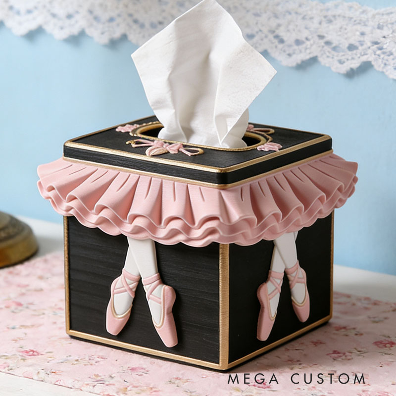 Ballet Tissue Box Cover 3D Printed Room Decor Cute Tissue Box Cover for Desk Room Kitchen or Bathroom