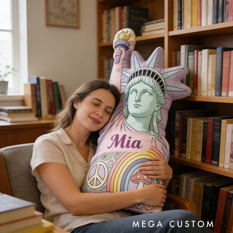 Personalized Statue of Liberty Shaped Pillow Exquisite Hippie Style Customized Name Pillow Perfect for Christmas Birthday Parties for Her for Kids