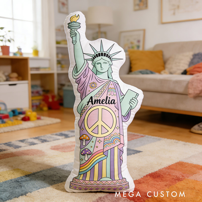 Personalized Statue of Liberty Shaped Pillow Exquisite Hippie Style Customized Name Pillow Perfect for Christmas Birthday Holiday for Her for Kids