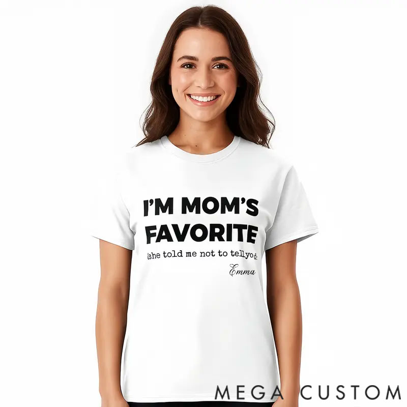 Personalized Mom's Favorite Child T-Shirt - Humorous Sibling Rivalry Tee, Funny Mother's Day Gift, Unisex Family Joke Apparel