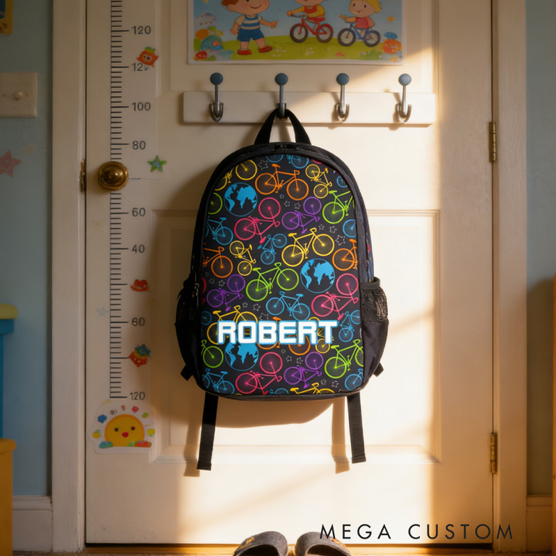 Personalized Custom Name for Kids Back to School Gift Bicycle Kids Boy And Girl Riding Bike for Riding Lovers