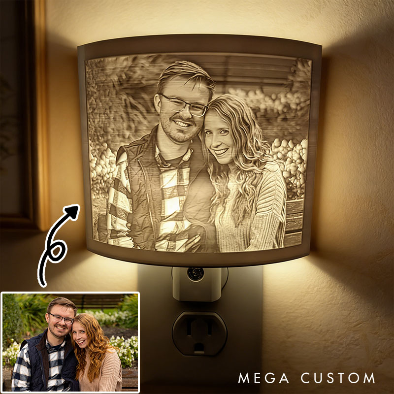 Personalized Couple 3D Printed Lithophane Photo Portrait Night Light Engraved Your Picture Lamp Anniversary Valentine's Day Gift for Him Her
