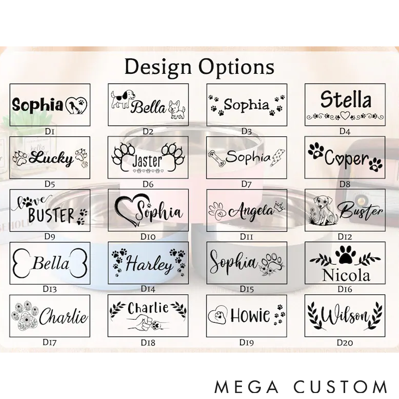 Personalized Pet Lover Custom Pet Bowl with Name Cute Paw Pet Bowl