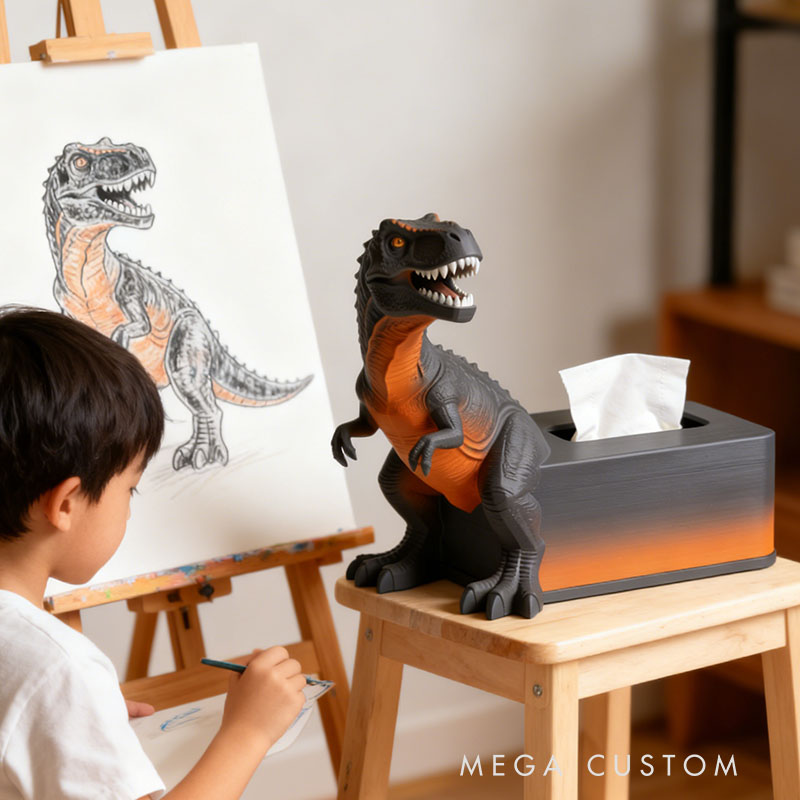 Dinosaur Tissue Box Cover 3D Printed Room Decor Cute Tissue Box Cover for Desk Room Kitchen or Bathroom