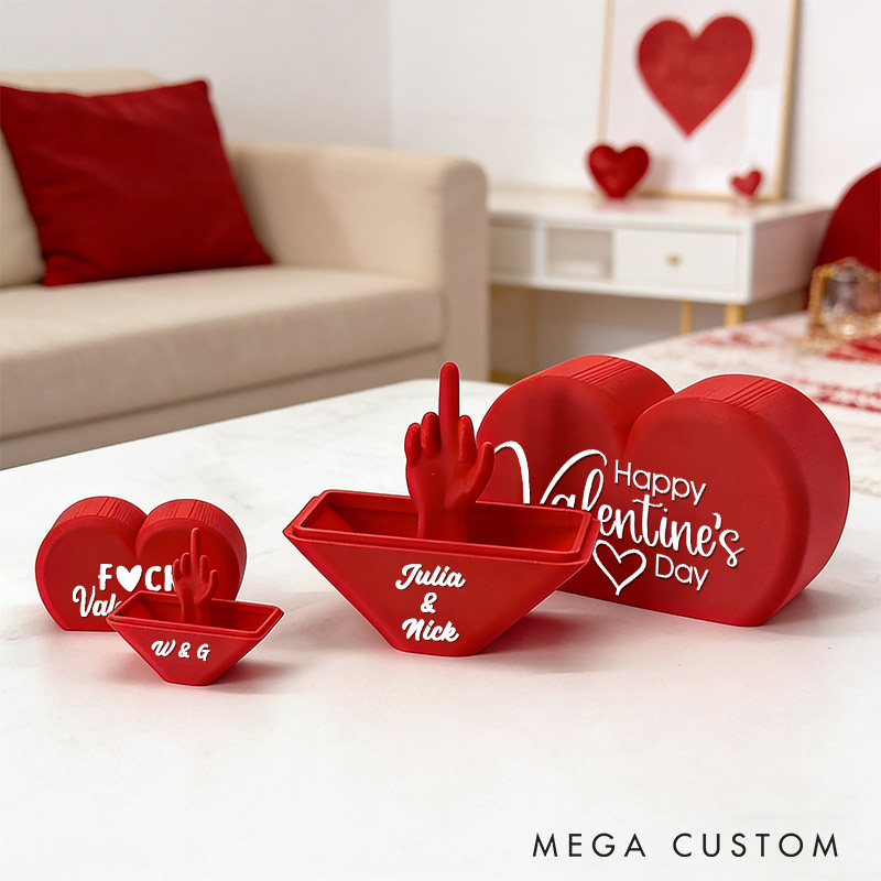 Personalized Heart With Middle Finger Gag Decor Funny Gag Gift Petty Ex Prank Anniversary Gift for Him Her Valentines Day for Boyfriend Girlfriend