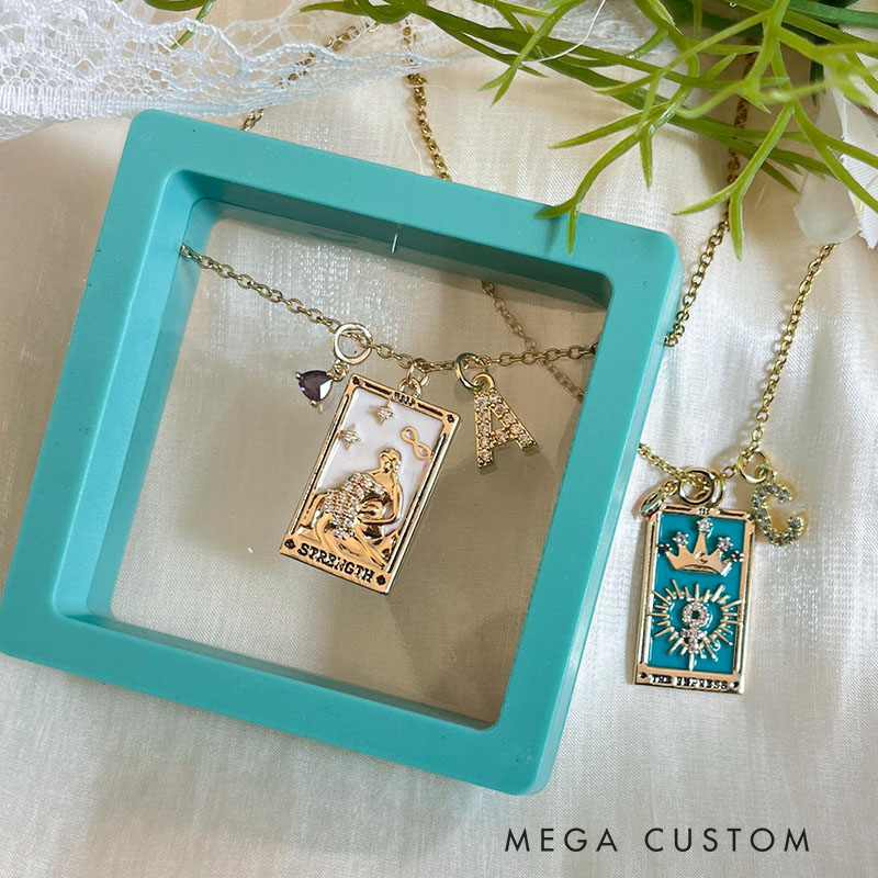 Personalized Mystical Astrology Necklace Custom Birthstone and Initials Perfect Gift for Tarot Lovers