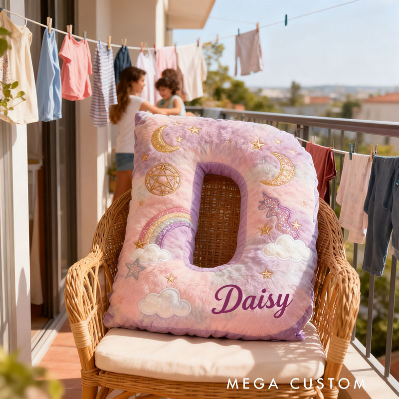 Personalized Graphic 3D Print Magic Rainbow Letter Pillow with Your Name Soft Stuffed Toy for Kids Unique Decorative Cushion for Girls' Room