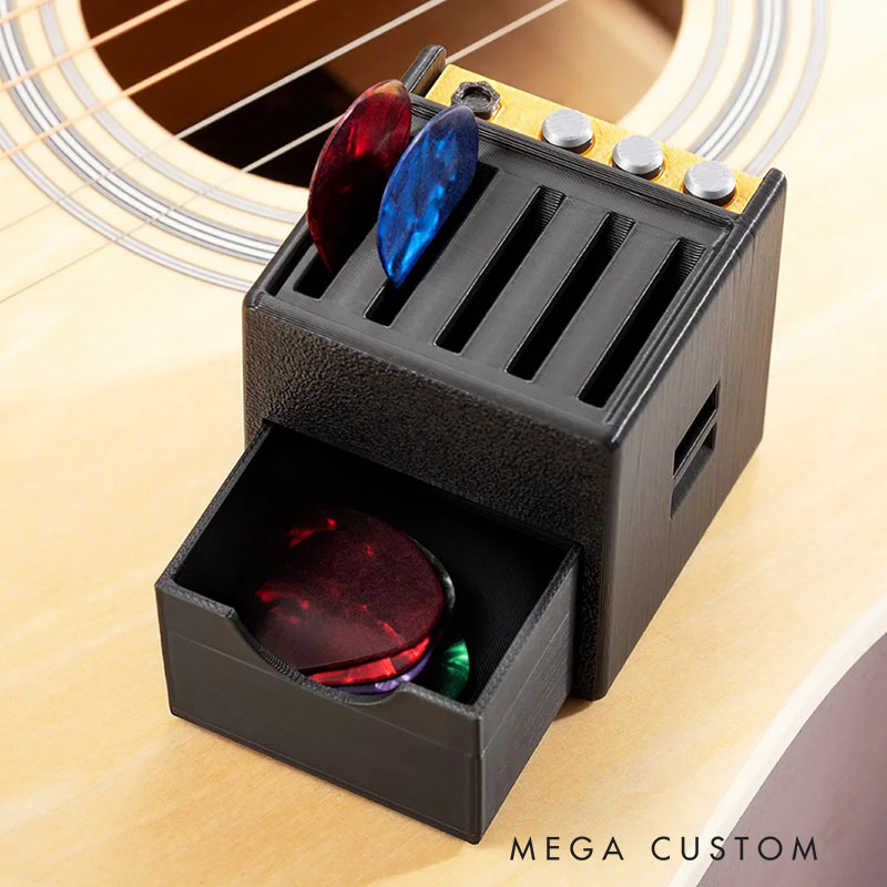 Personalized 3D Printed Vintage Amp Shaped Guitar Pick Holder Custom Name Perfect Birthday Gift for Musicians Guitarists