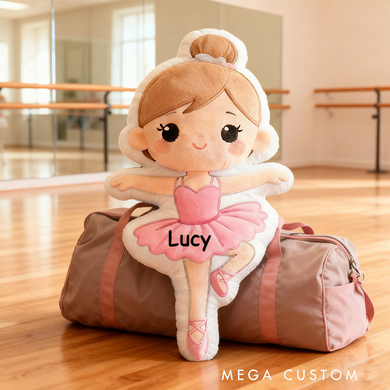 Personalized Ballet Dancers Pillow with Your Own Name Hair Color Skin Tone Soft Stuffed Toy for Kids Unique Decorative Cushion for Girls' Room and Dance Studio