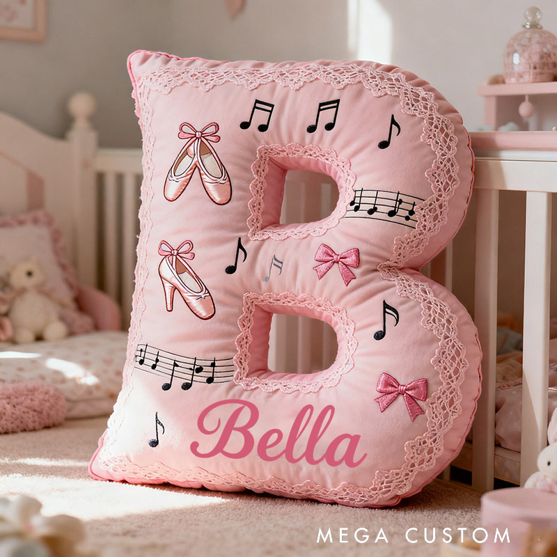 Personalized Graphic 3D Print Ballet Dance Pillow With Your Own Name Soft Stuffed Toy for Kids Unique Decorative Cushion for Girls' Room