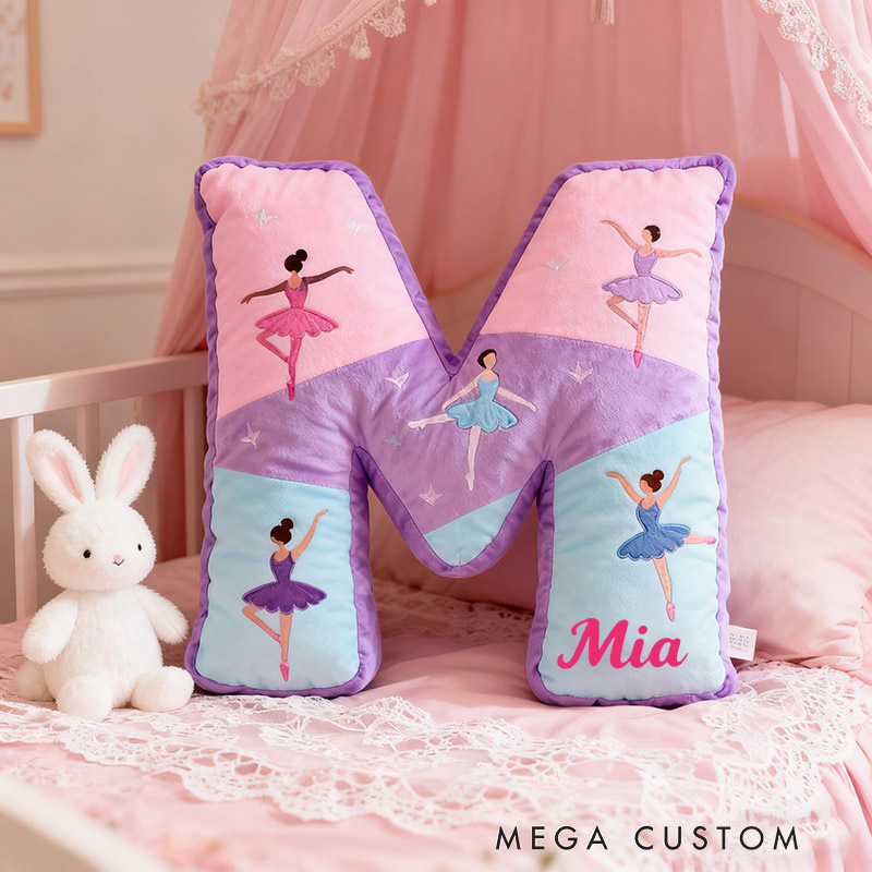 Personalized Graphic 3D Print Ballet Dancers Pillow With Your Own Name Soft Stuffed Toy for Kids Unique Decorative Cushion for Girls' Room