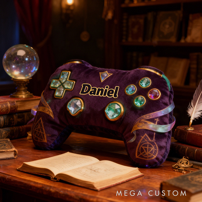 Personalized Graphic 3D Print Magic Gem Game Controller Shaped Pillow for Game Lovers Plush Pillow Christmas Birthday Party Gift for Kids
